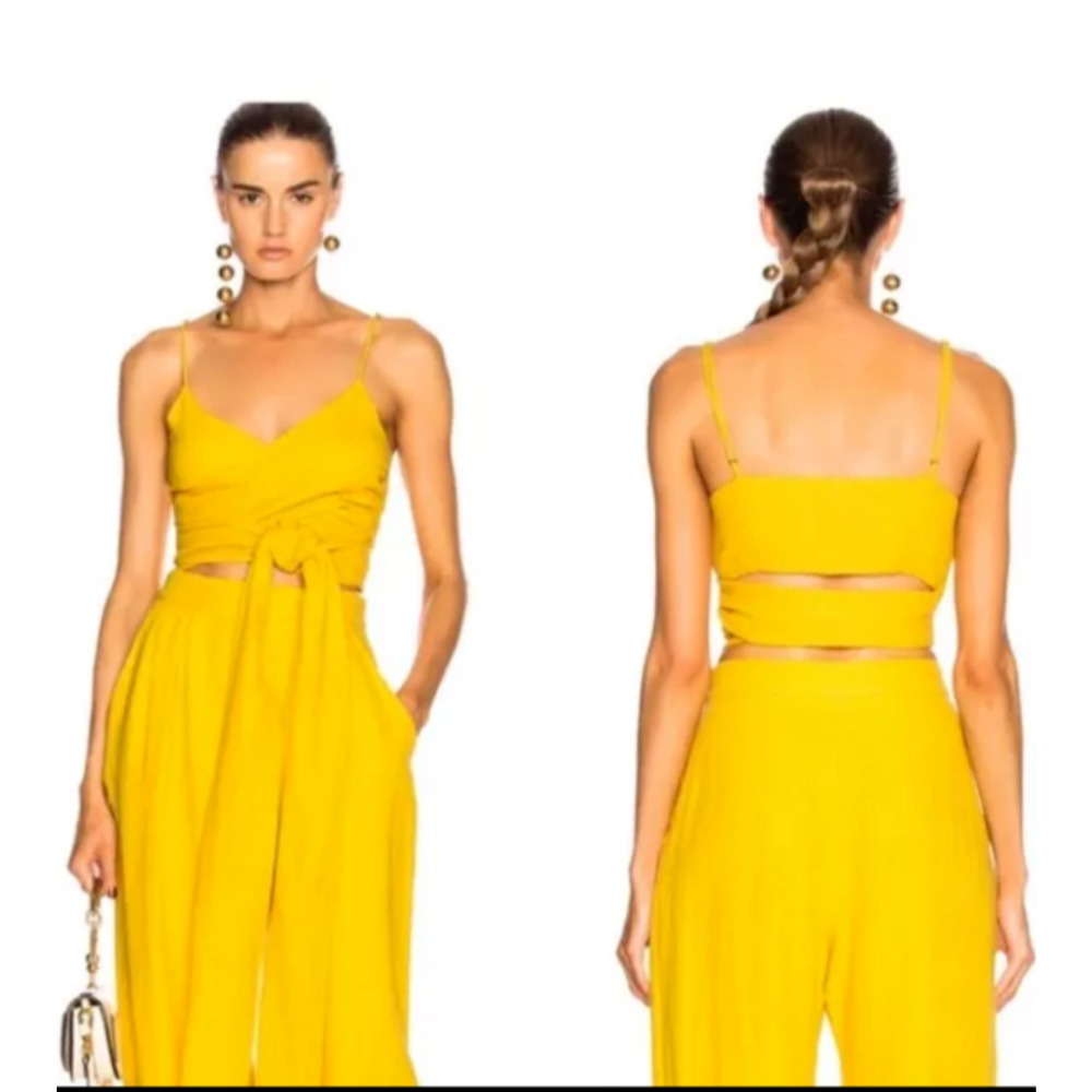 Mara Hoffman Yellow Tie-Front Crop Top